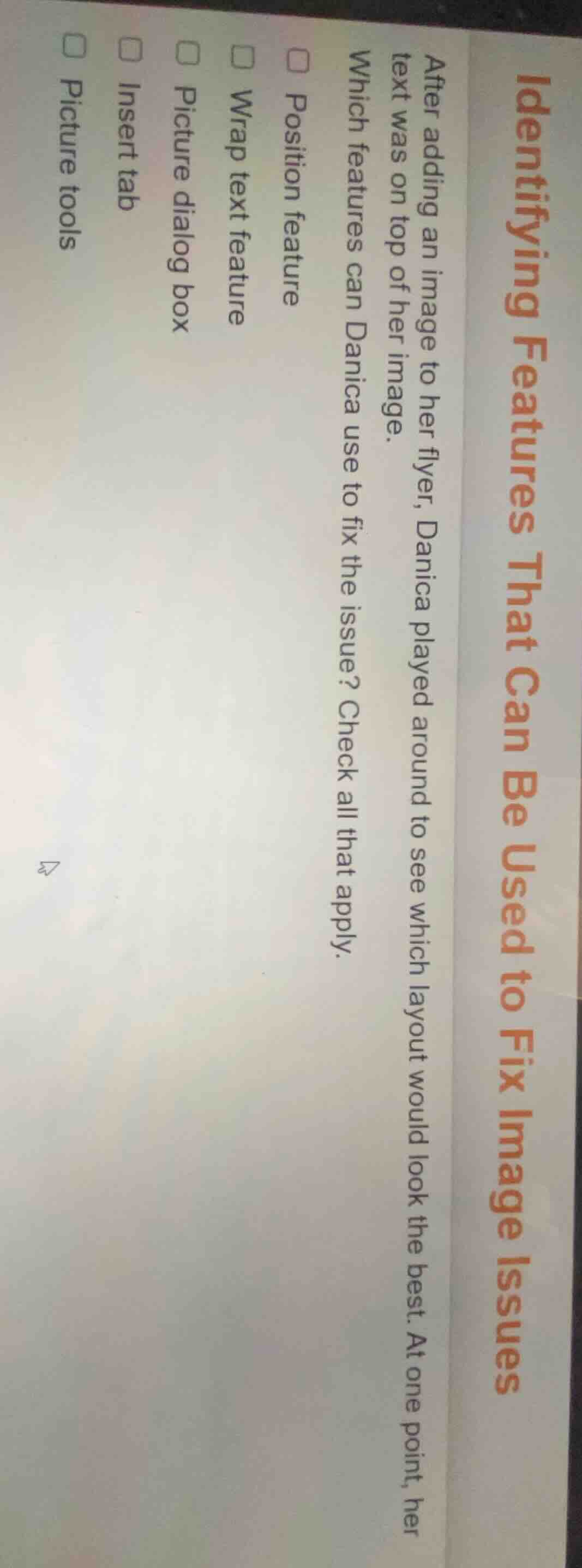 identifying features that can be used to fix image issues after adding …