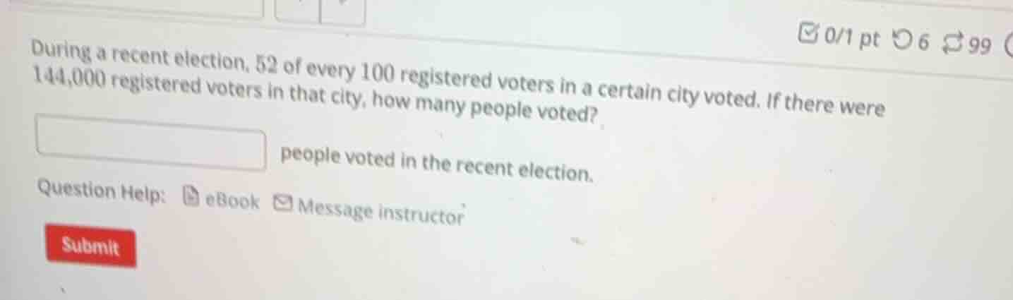 during a recent election, 52 of every 100 registered voters in a certai…