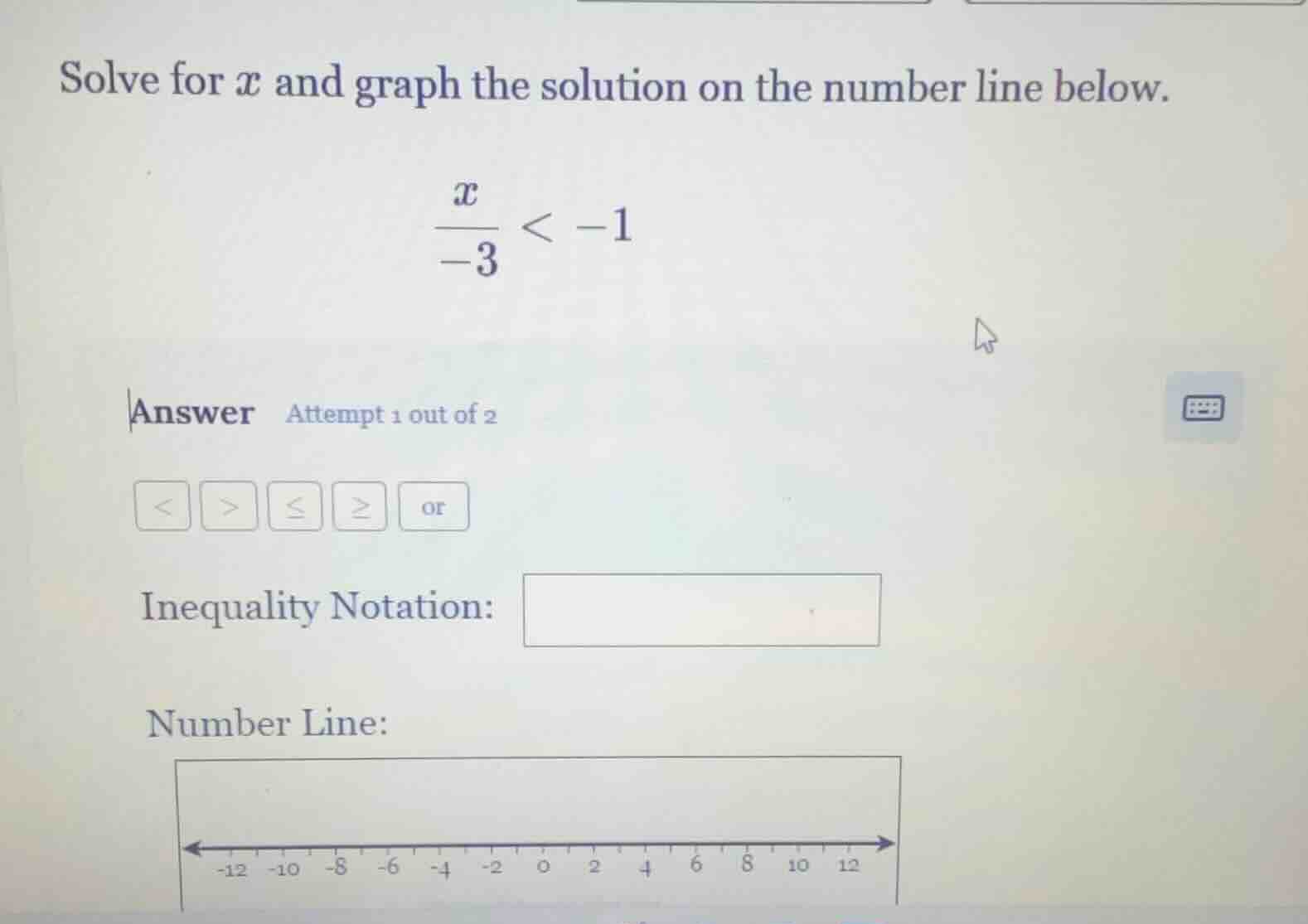 solve for $x$ and graph the solution on the number line below. $\frac{x…