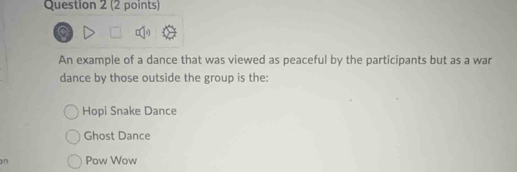 question 2 (2 points)an example of a dance that was viewed as peaceful …