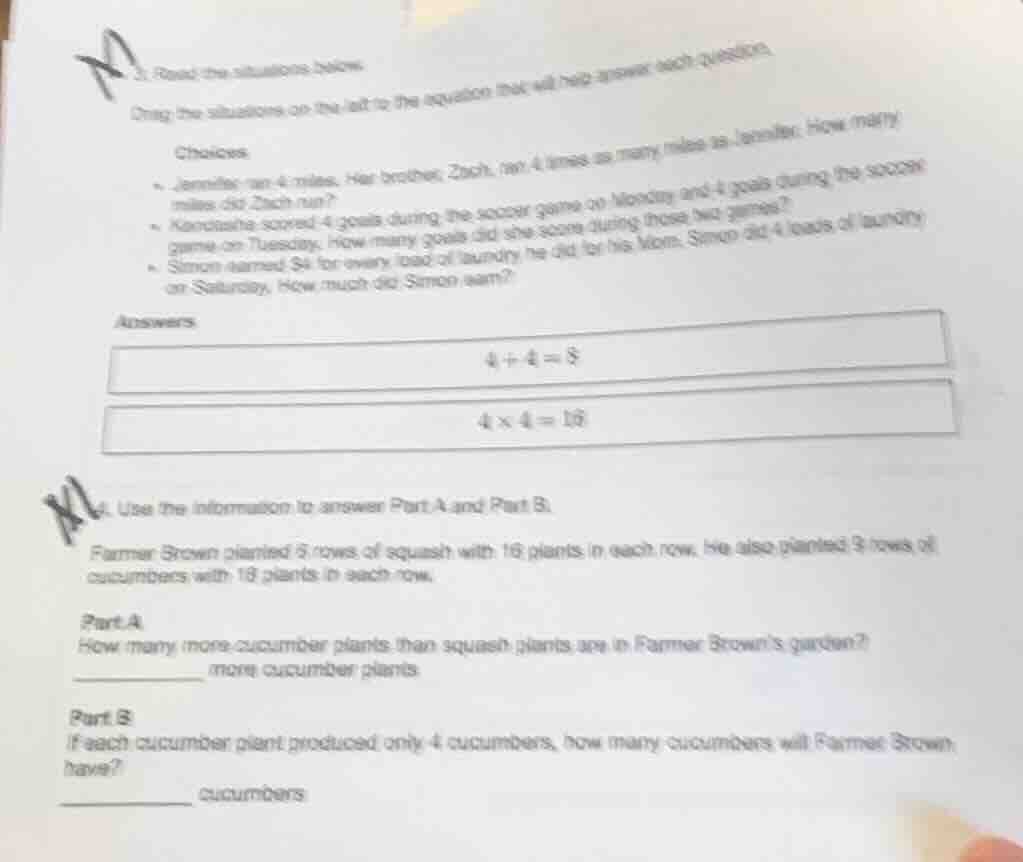 3. read the situations below.drag the situations on the left to the equ…