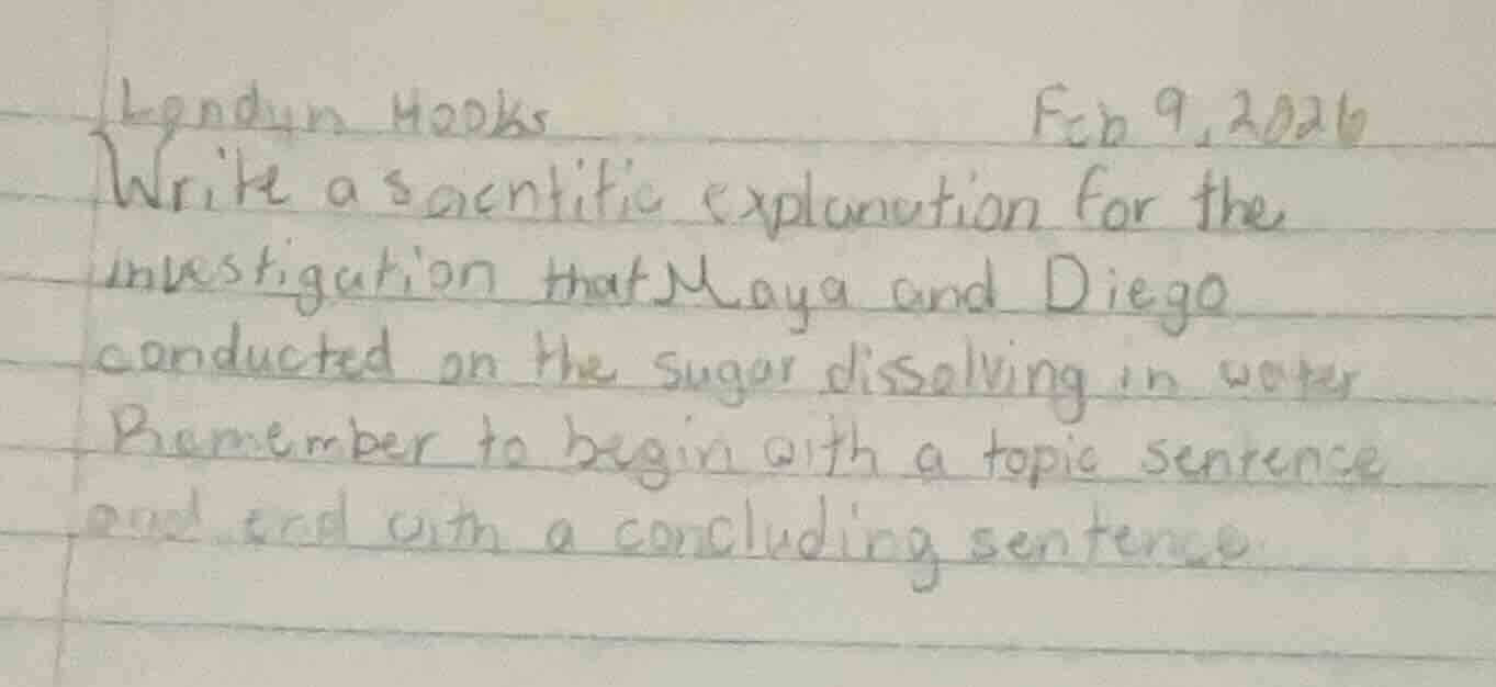 london hooks feb 9, 2026 write a scientific explanation for the investi…