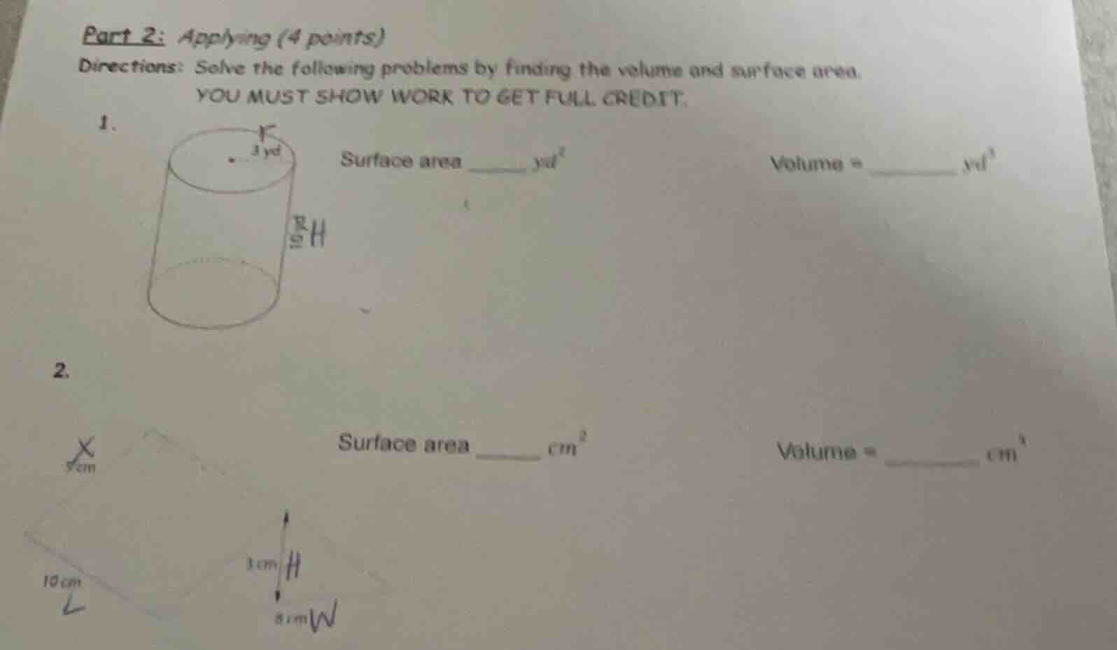 part 2: applying (4 points)directions: solve the following problems by …