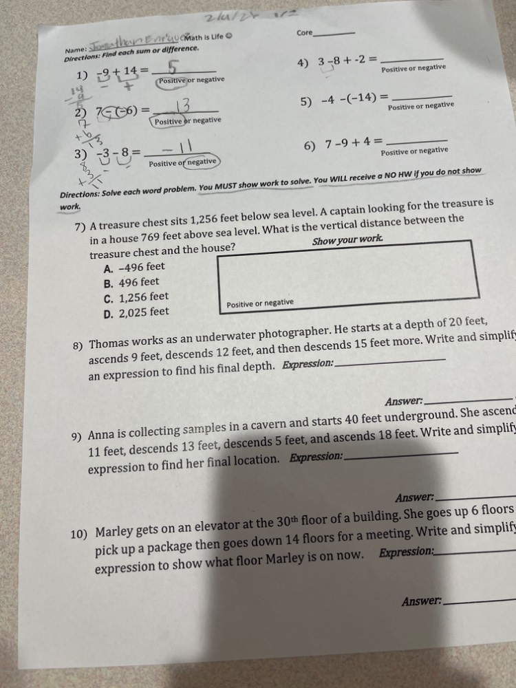 name:math is life ©core______directions: find each sum or difference.1)…
