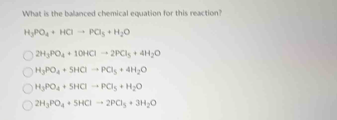 what is the balanced chemical equation for this reaction? $ce{h3po4 + h…