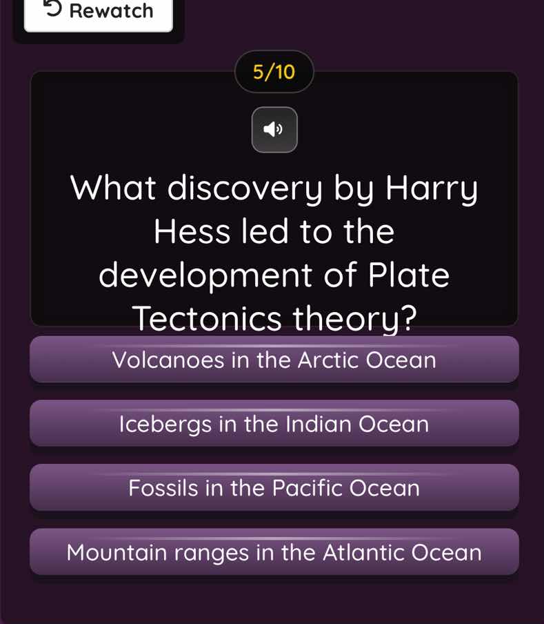 5/10 what discovery by harry hess led to the development of plate tecto…