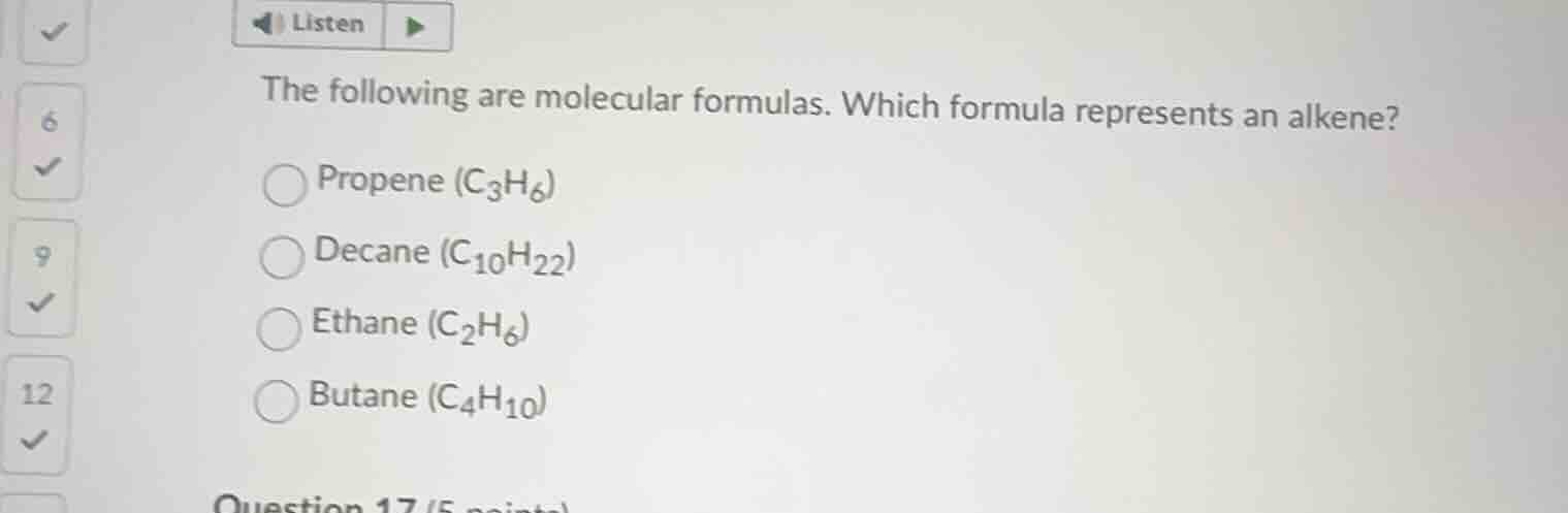 listen the following are molecular formulas. which formula represents a…