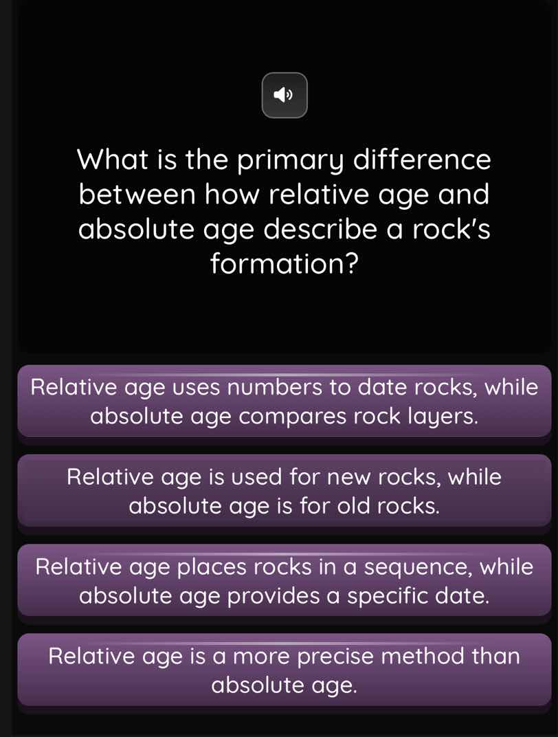 what is the primary difference between how relative age and absolute ag…