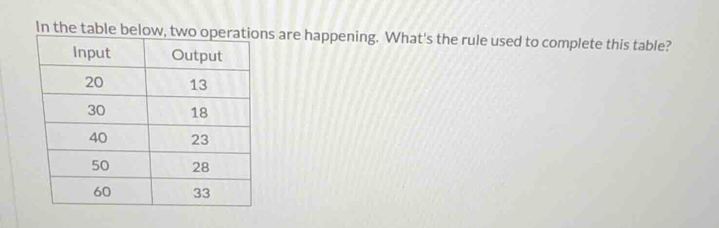 in the table below, two operations are happening. whats the rule used t…