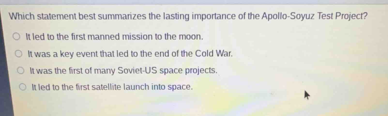 which statement best summarizes the lasting importance of the apollo-so…