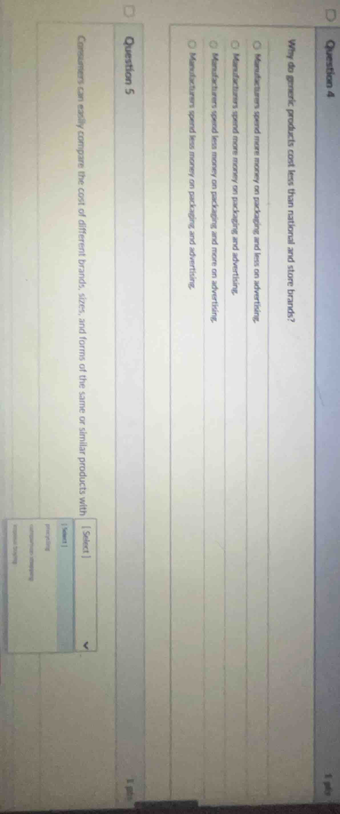 question 41 ptswhy do generic products cost less than national and stor…