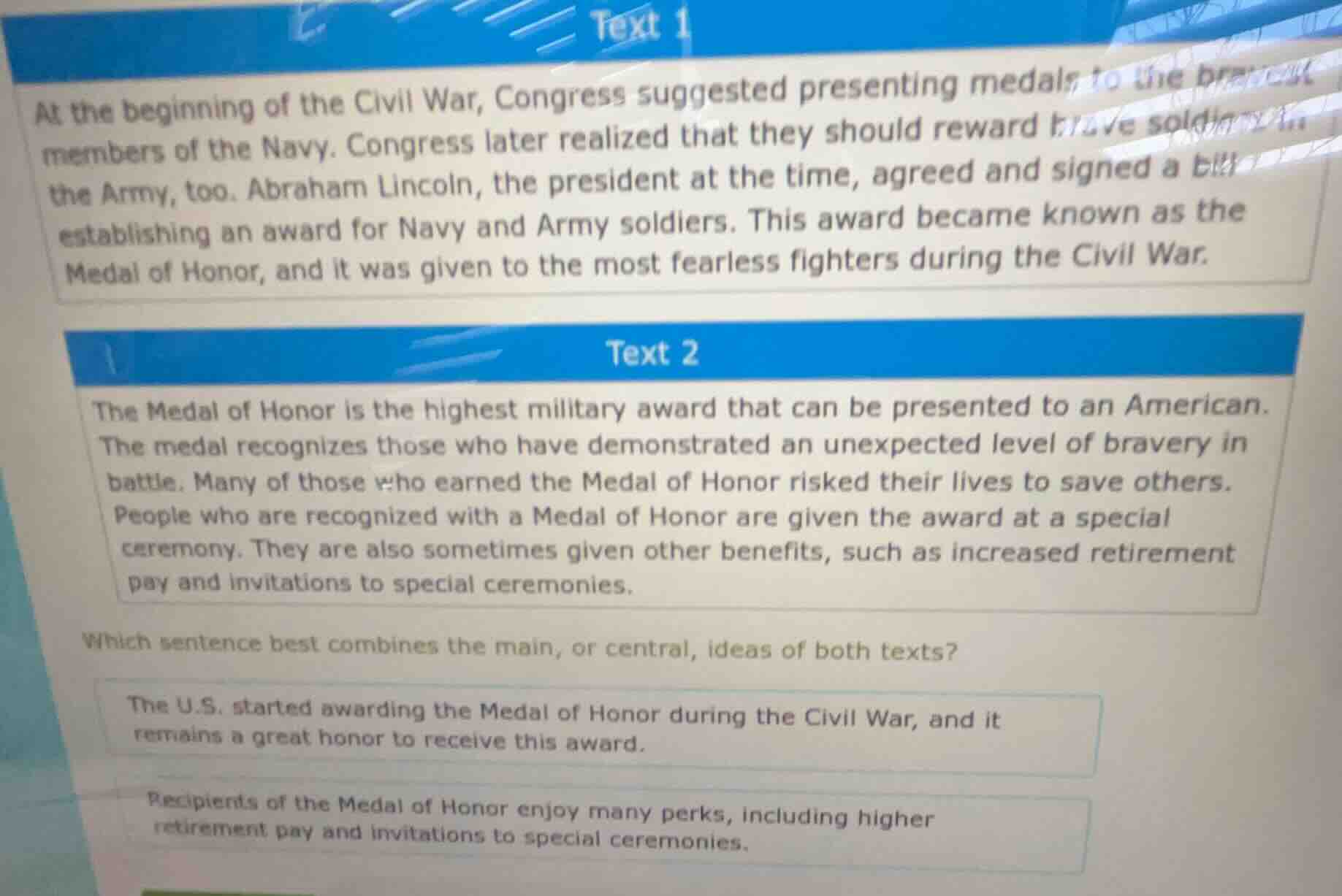 text 1 at the beginning of the civil war, congress suggested presenting…