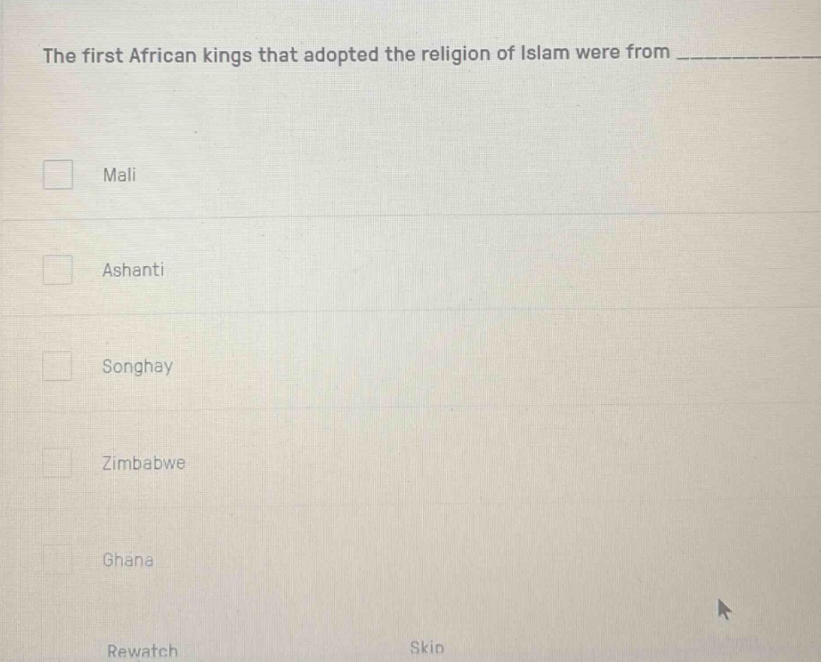 the first african kings that adopted the religion of islam were from __…