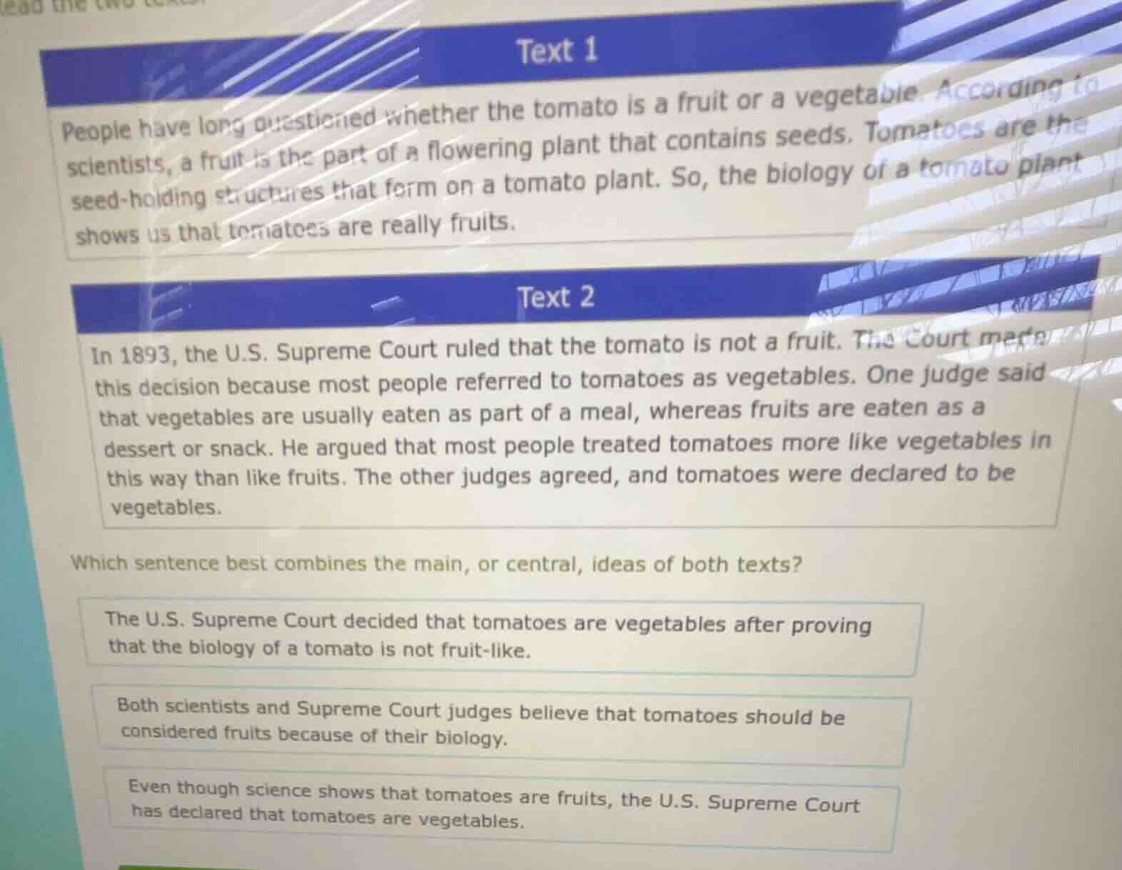 text 1 people have long questioned whether the tomato is a fruit or a v…