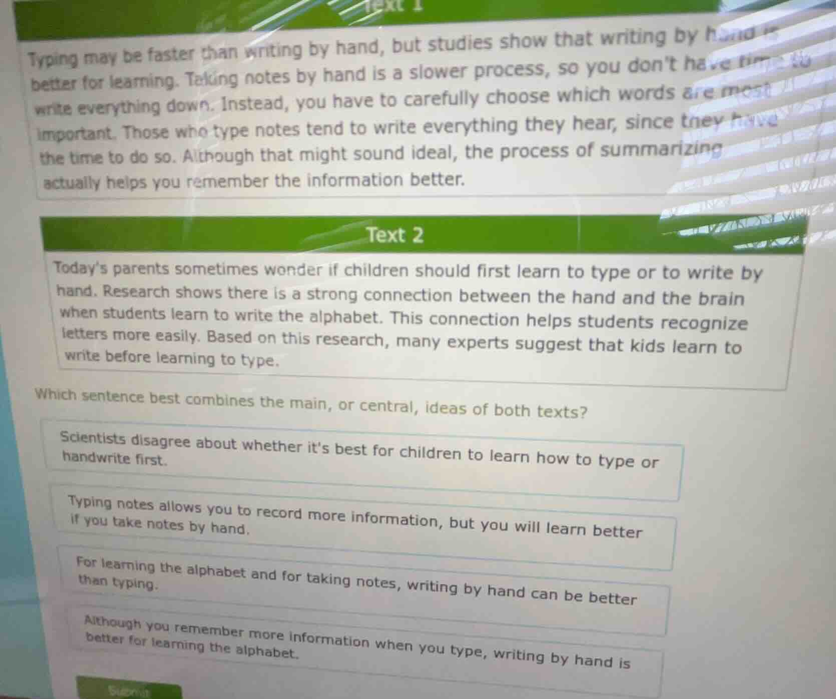 text 1typing may be faster than writing by hand, but studies show that …