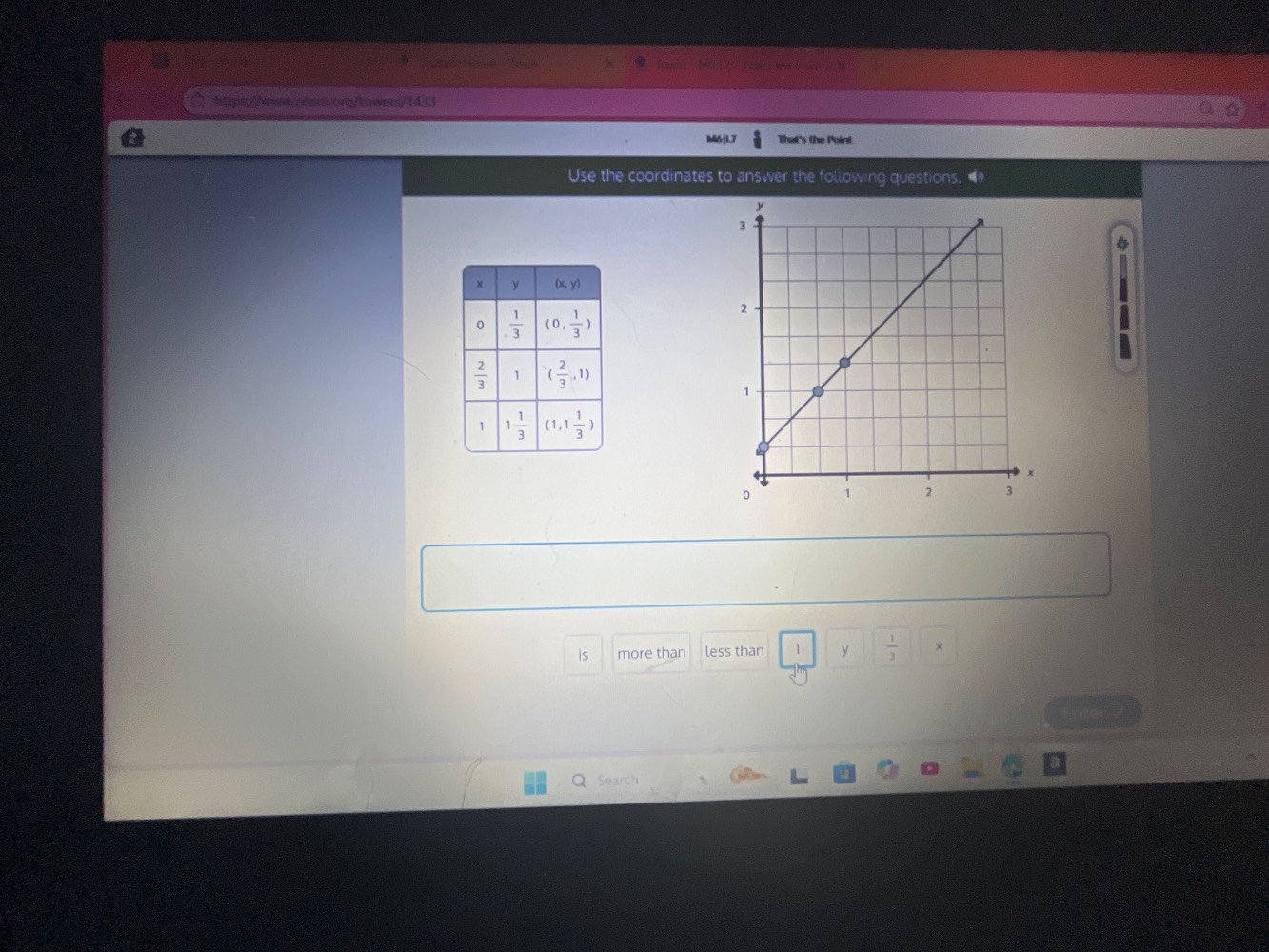 use the coordinates to answer the following questions. | x | y | (x,y) …