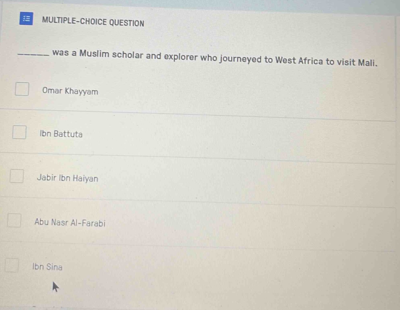 multiple-choice question ______ was a muslim scholar and explorer who j…