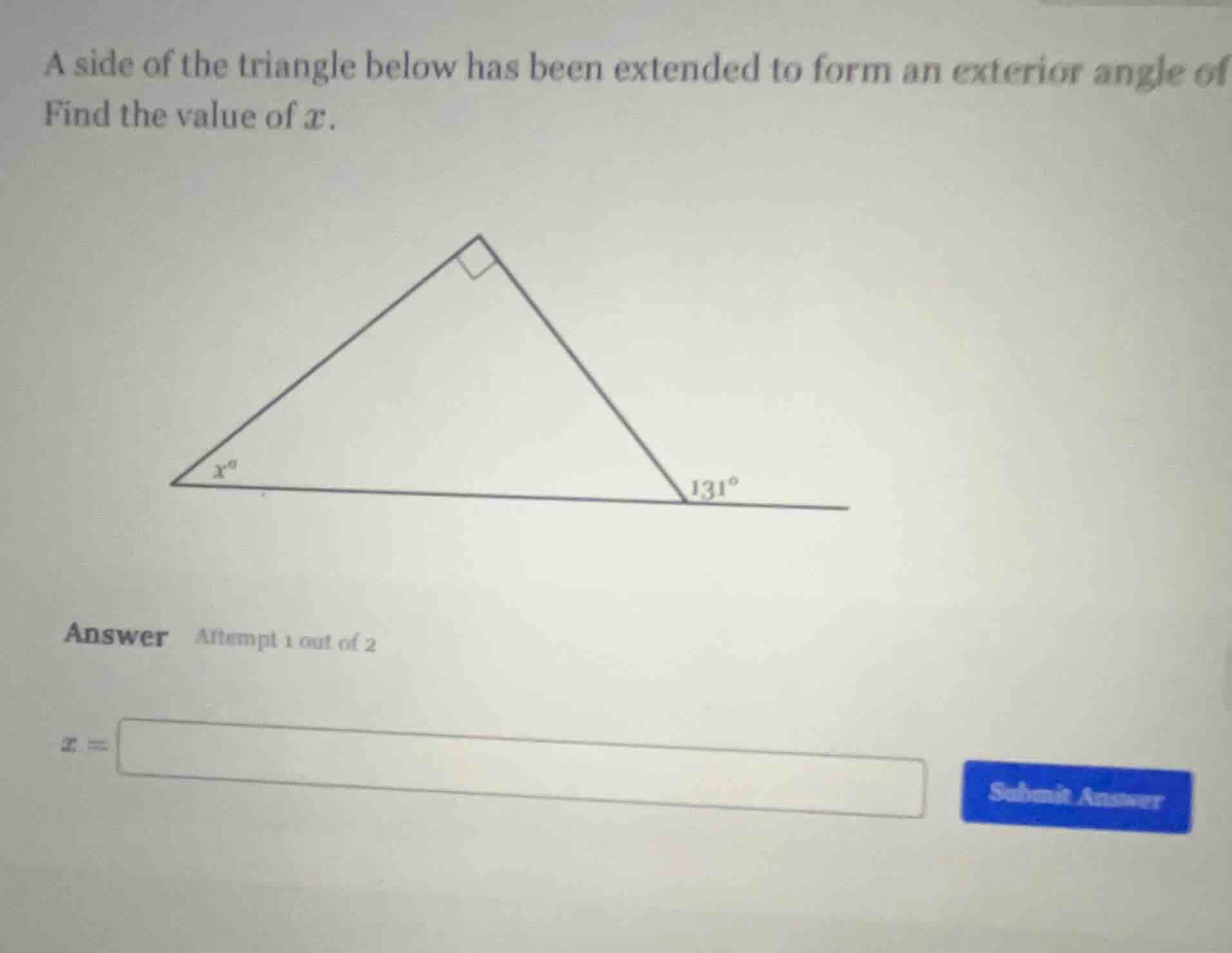 a side of the triangle below has been extended to form an exterior angl…