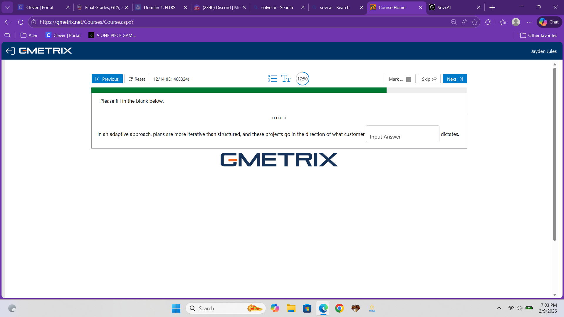 please fill in the blank below. in an adaptive approach, plans are more…
