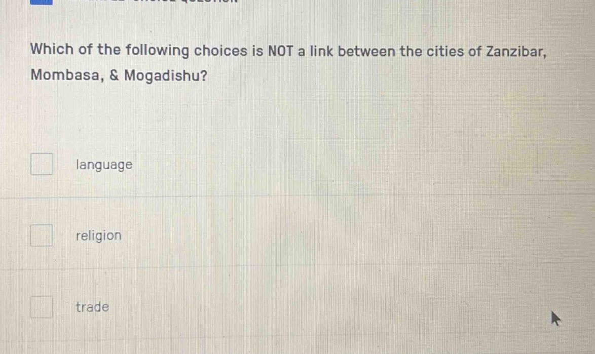 which of the following choices is not a link between the cities of zanz…