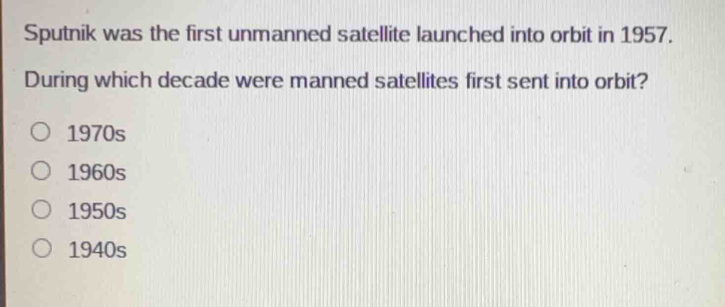 sputnik was the first unmanned satellite launched into orbit in 1957. d…