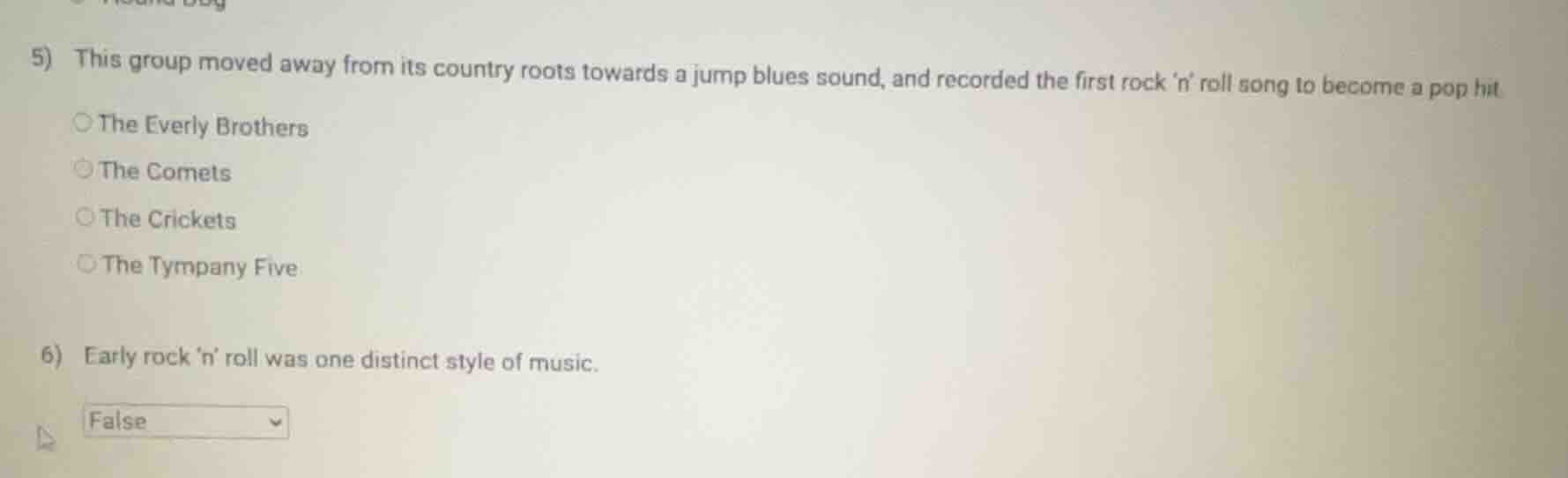 5) this group moved away from its country roots towards a jump blues so…
