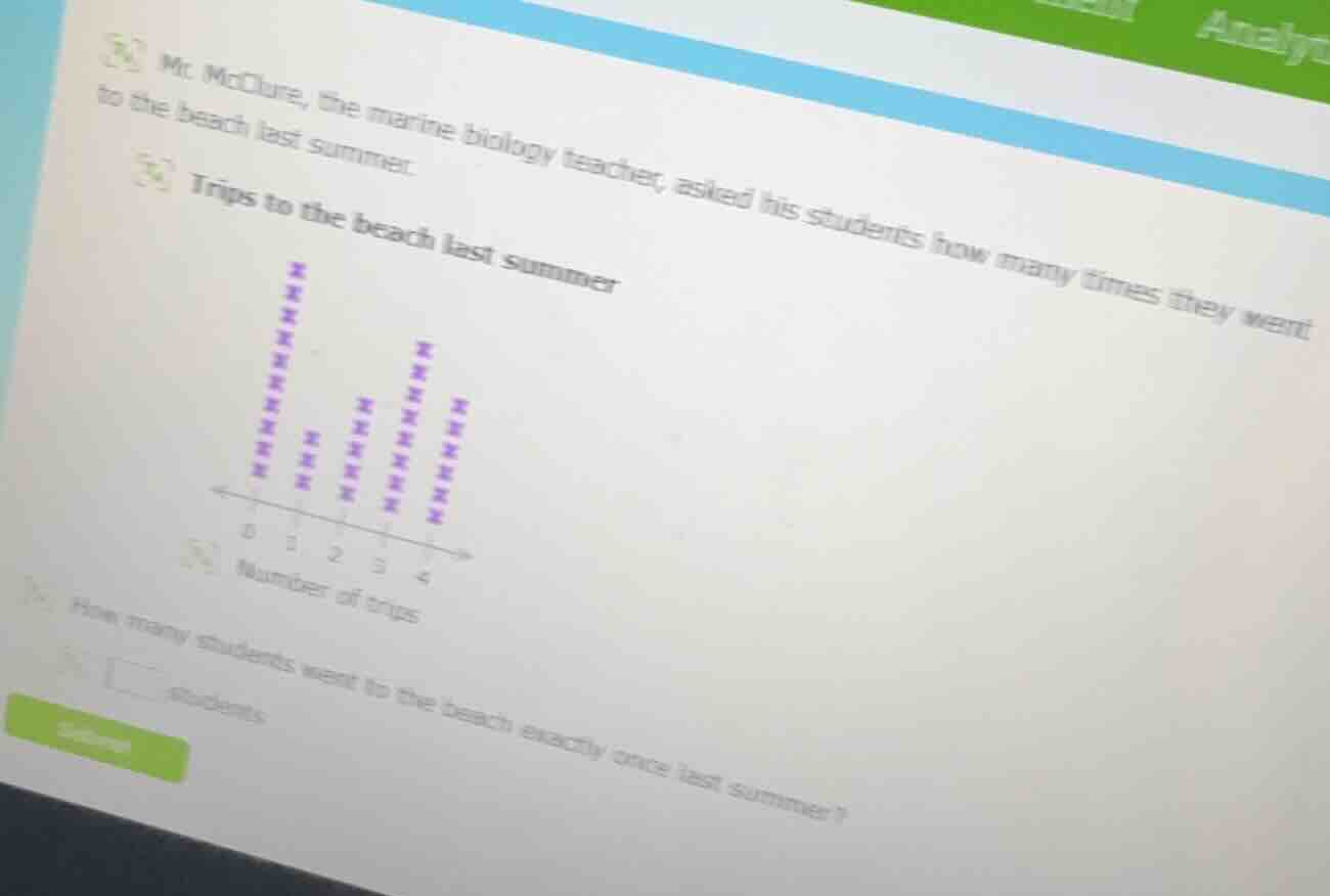 mr. mcclure, the marine biology teacher, asked his students how many ti…