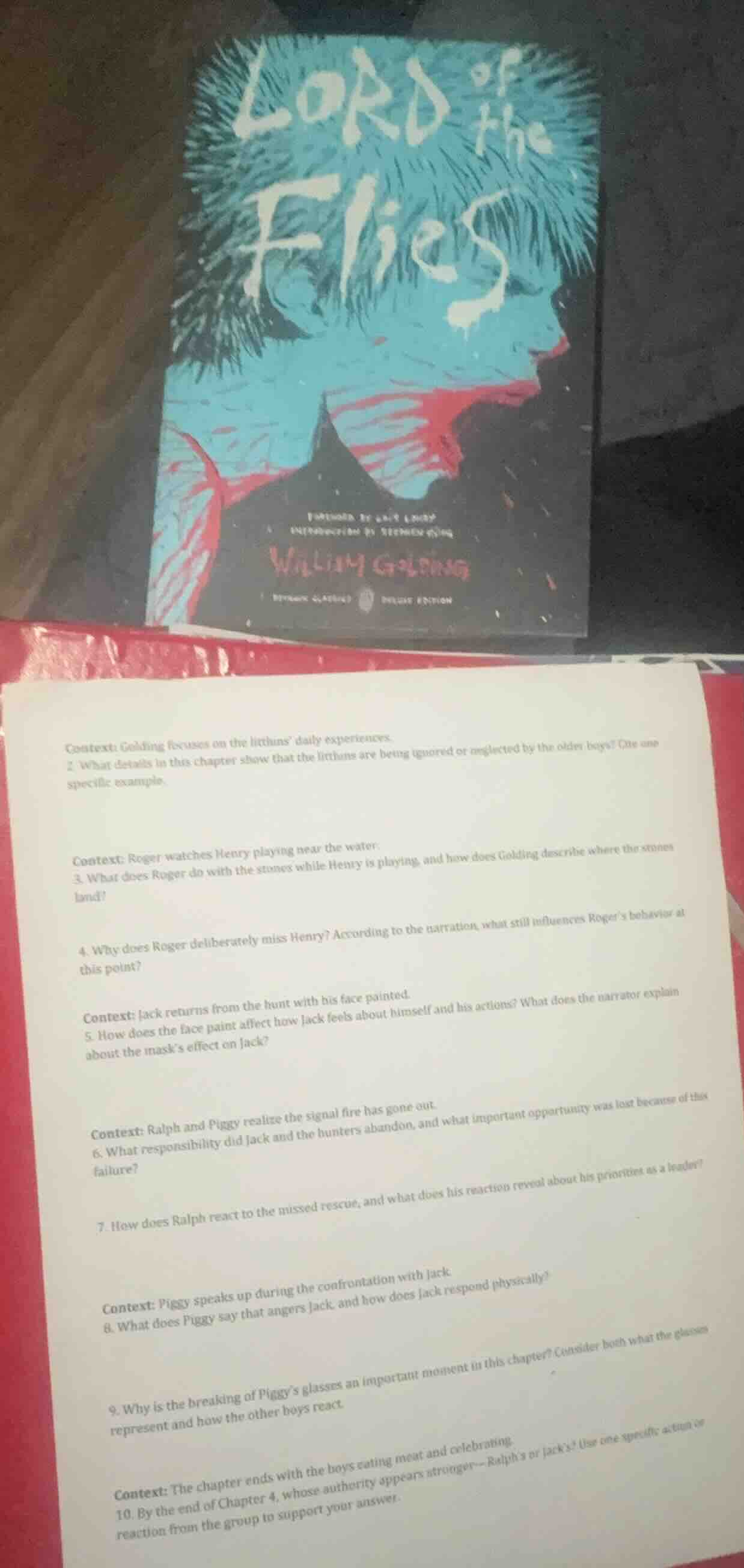 context: golding focuses on the littlins daily experiences.2. what deta…