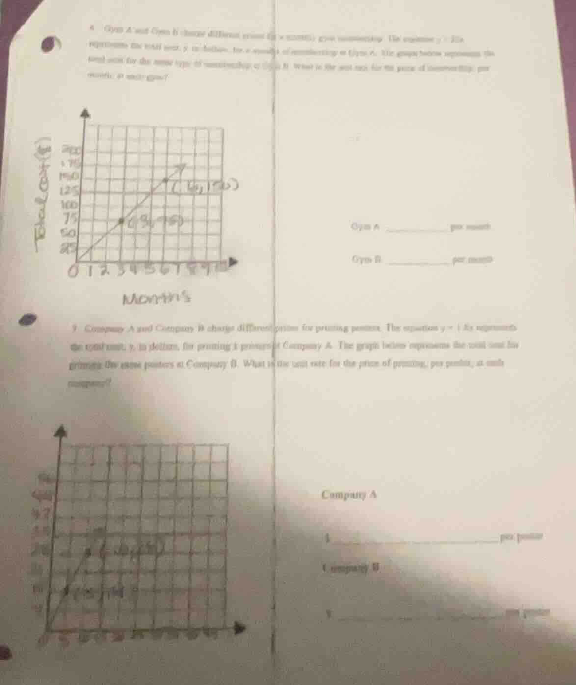 6. gym a and gym b charge different prices for a monthly gym membership…