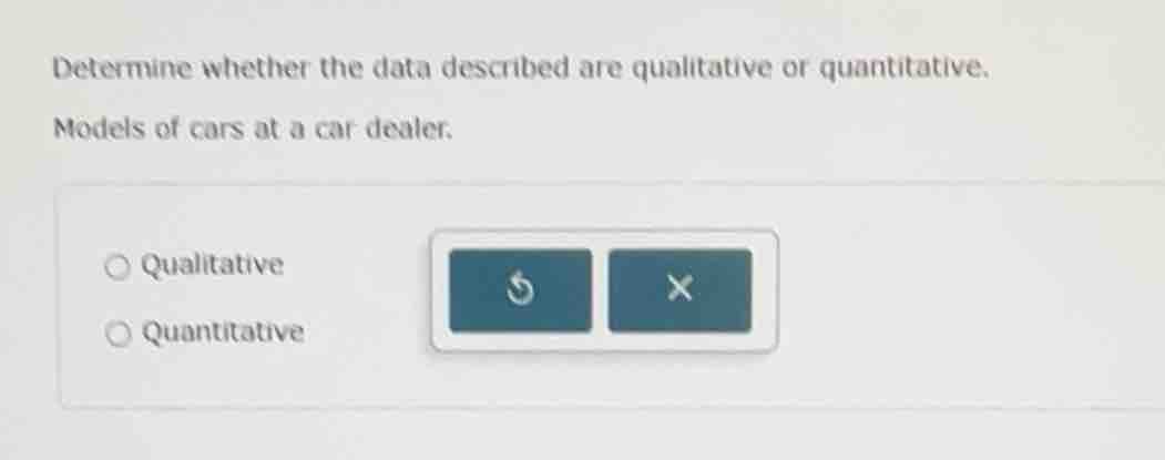 determine whether the data described are qualitative or quantitative. m…