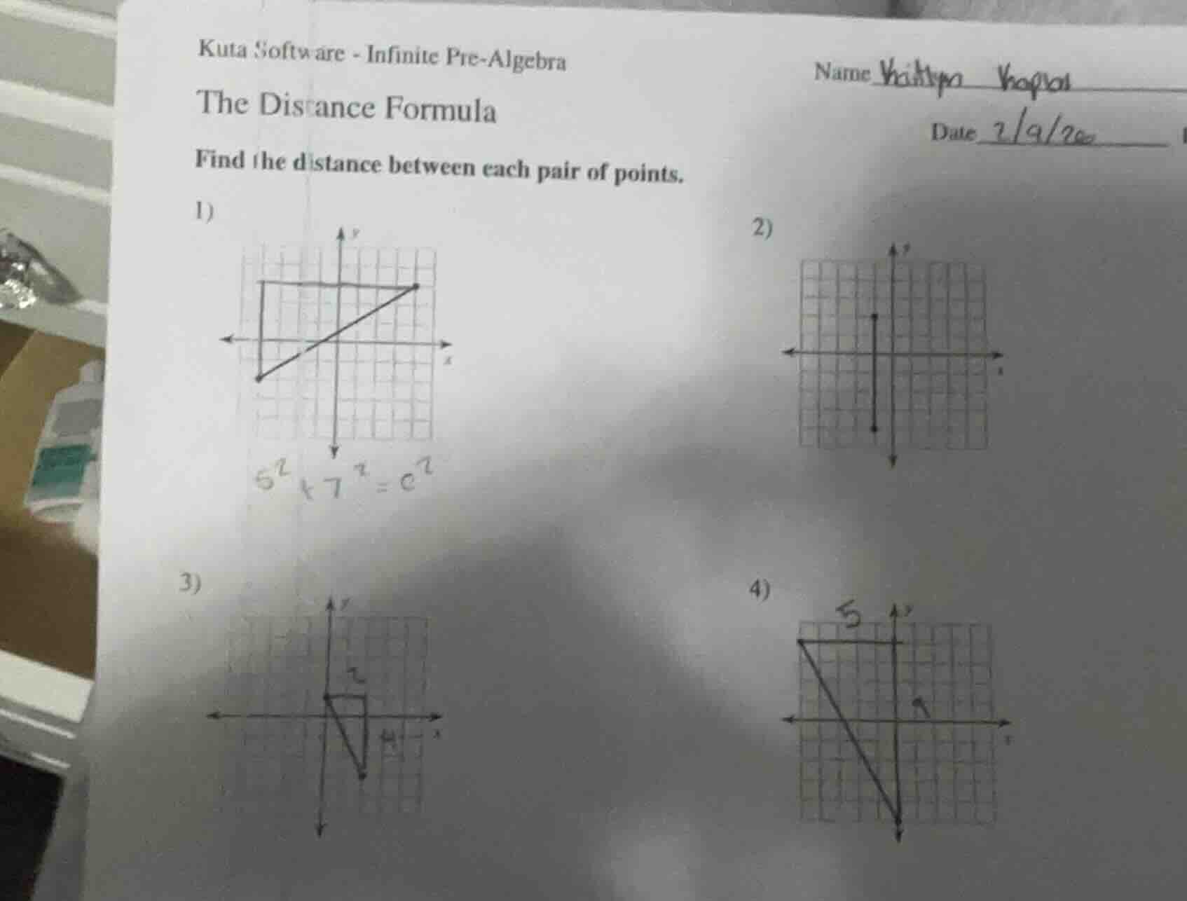 kuta software - infinite pre-algebra name the distance formula date 2/9…