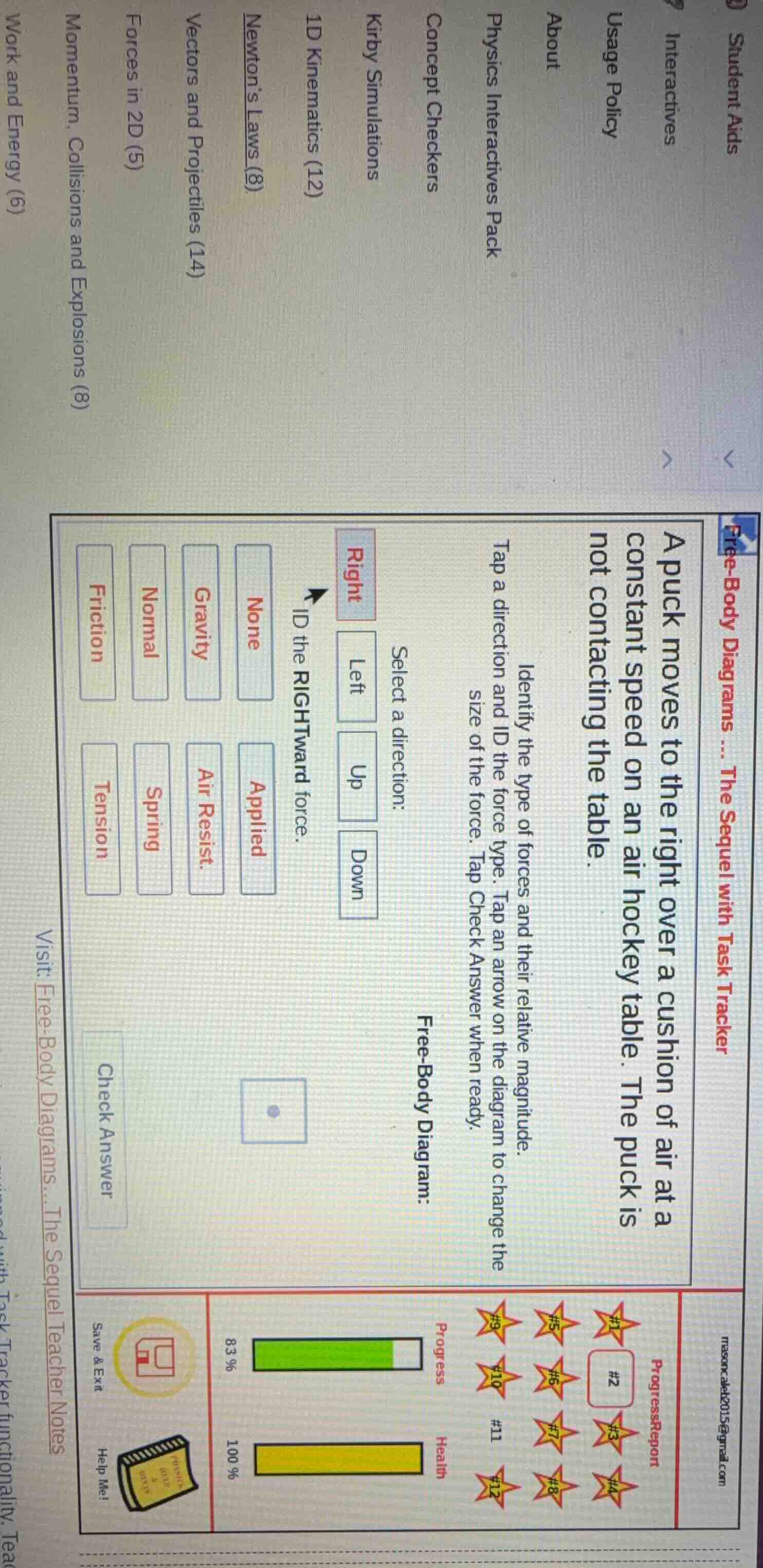 free-body diagrams ... the sequel with task tracker a puck moves to the…