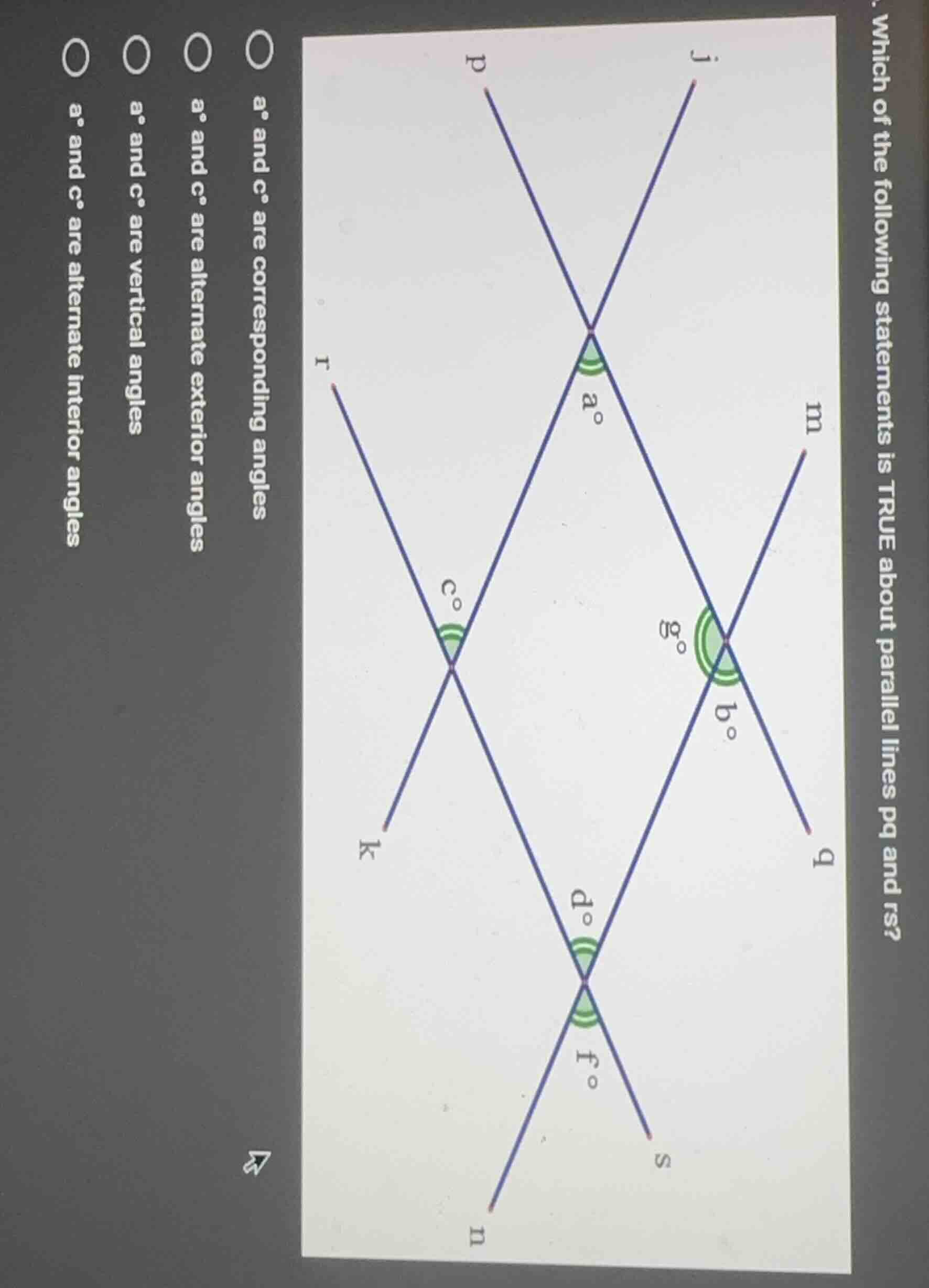which of the following statements is true about parallel lines pq and r…