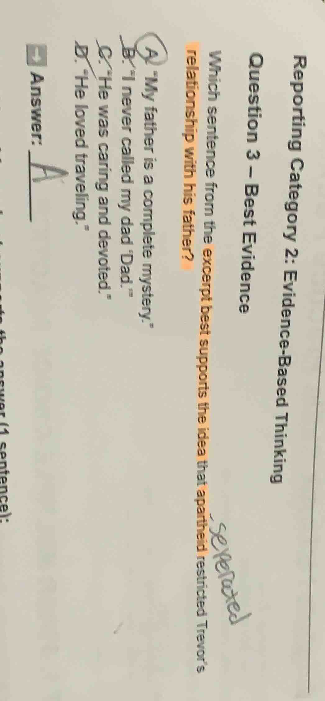 reporting category 2: evidence-based-based thinking question 3 – best e…