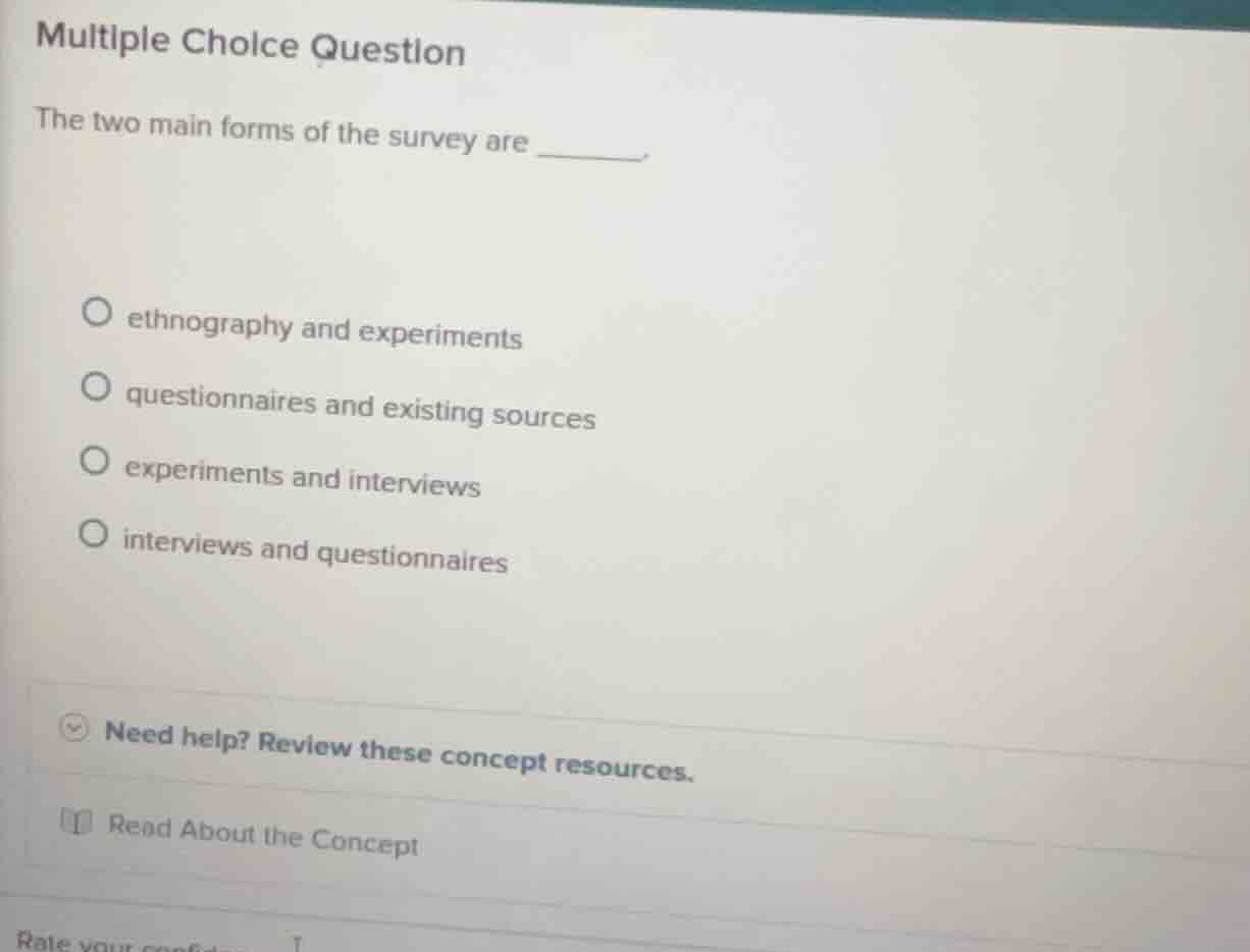 multiple choice question the two main forms of the survey are ______. e…