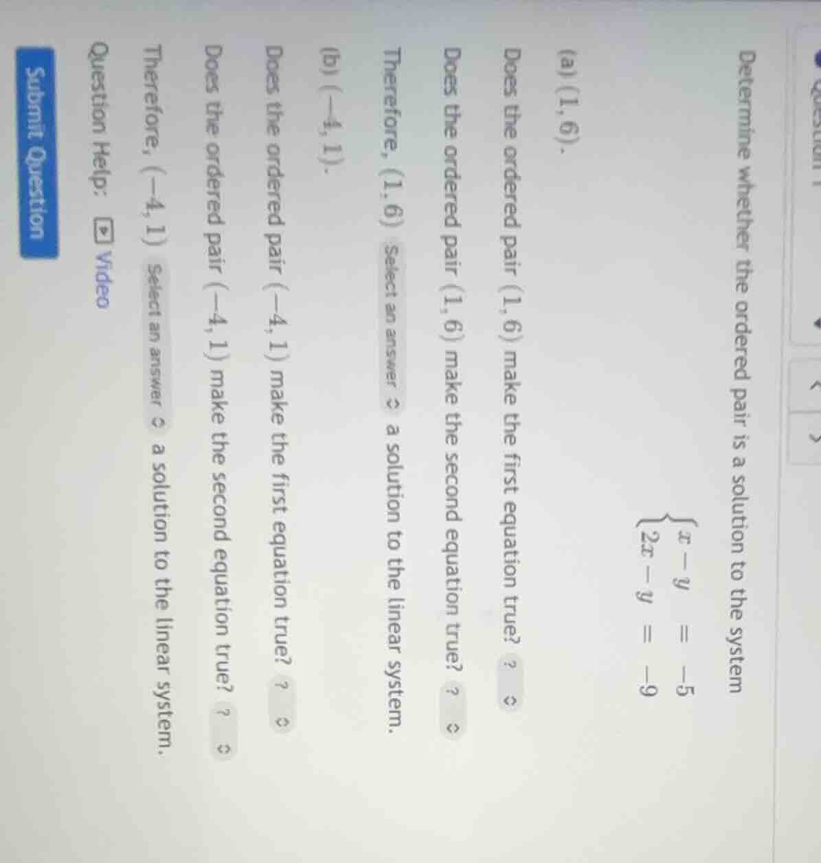 determine whether the ordered pair is a solution to the system $\begin{…