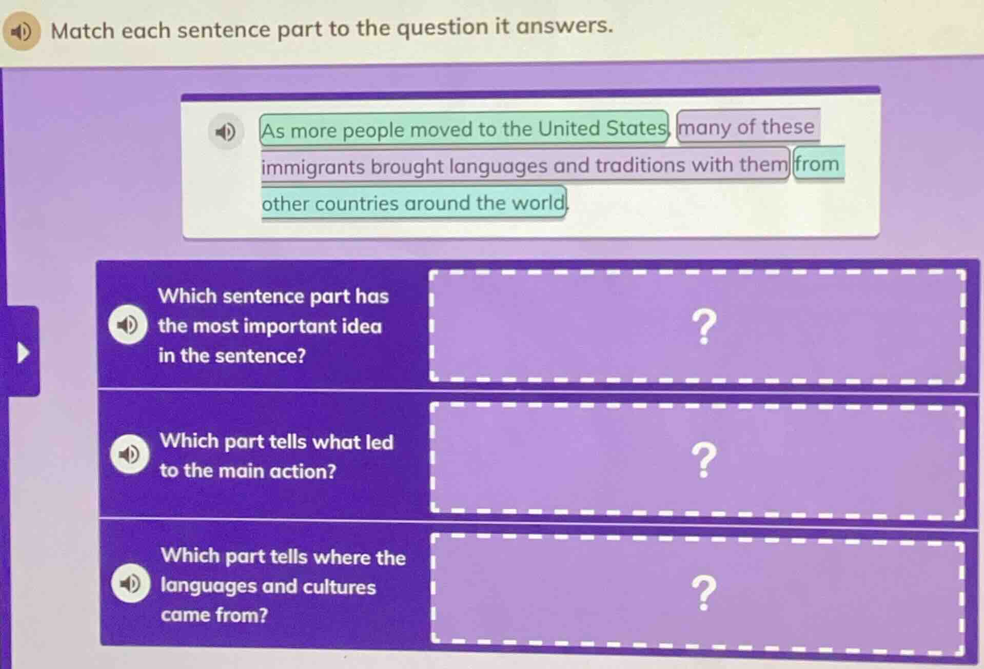 match each sentence part to the question it answers. as more people mov…