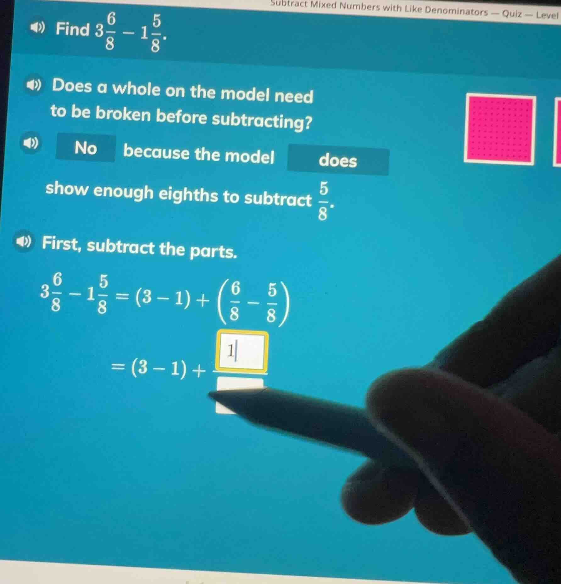 subtract mixed numbers with like denominators — quiz — level find $3\\f…