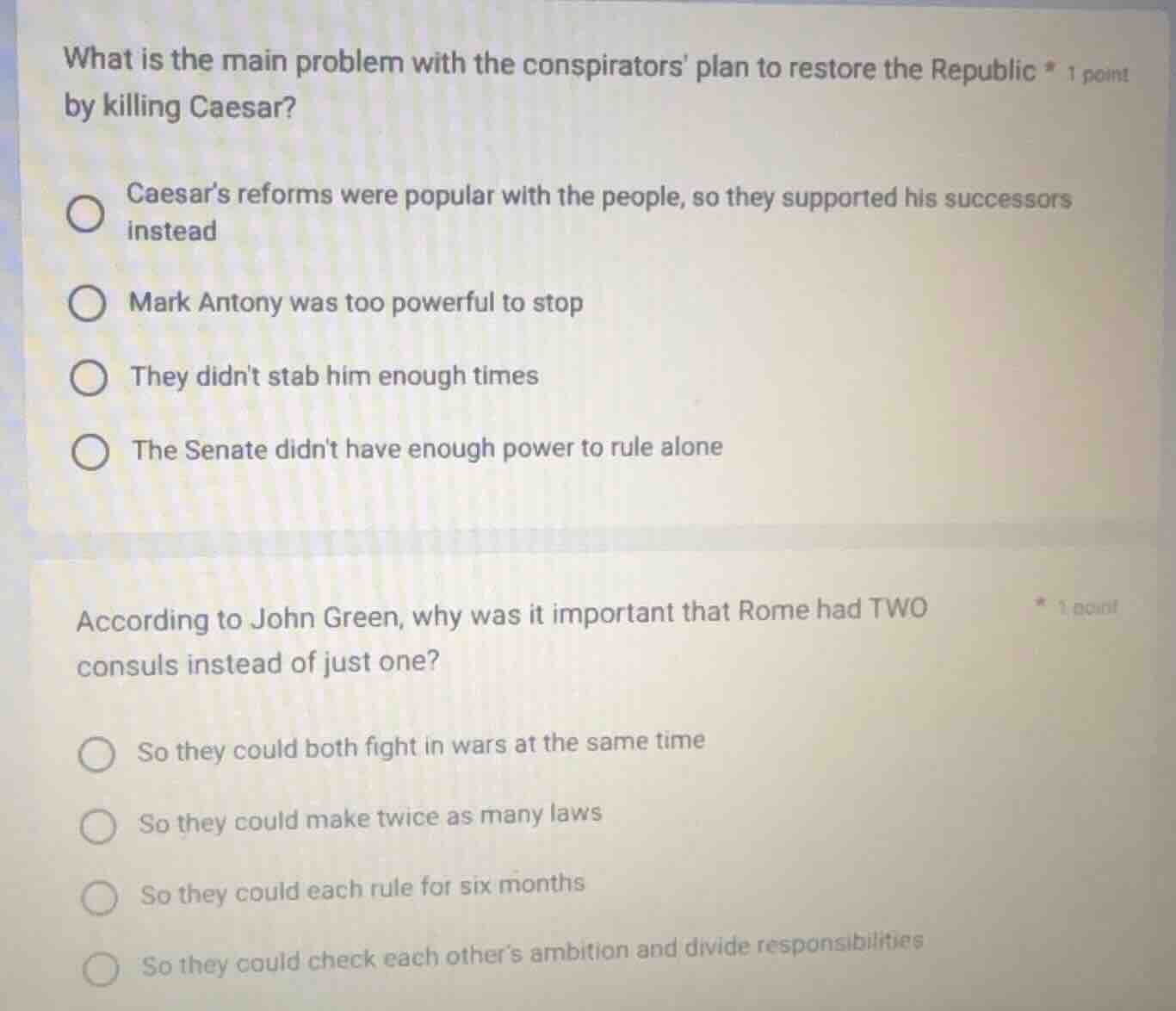 what is the main problem with the conspirators plan to restore the repu…