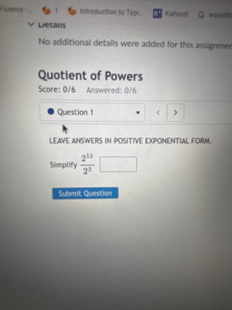 no additional details were added for this assignmen quotient of powers …