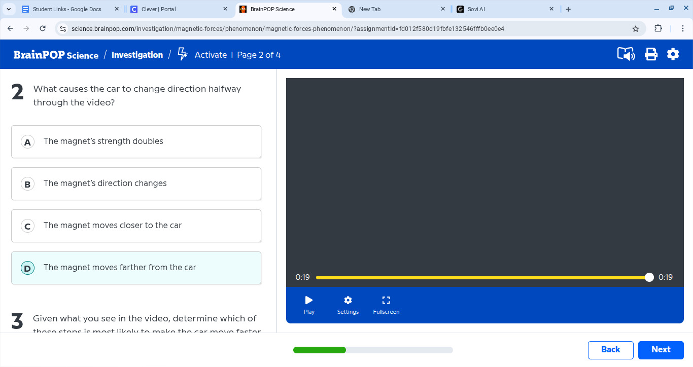 2 what causes the car to change direction halfway through the video? a …