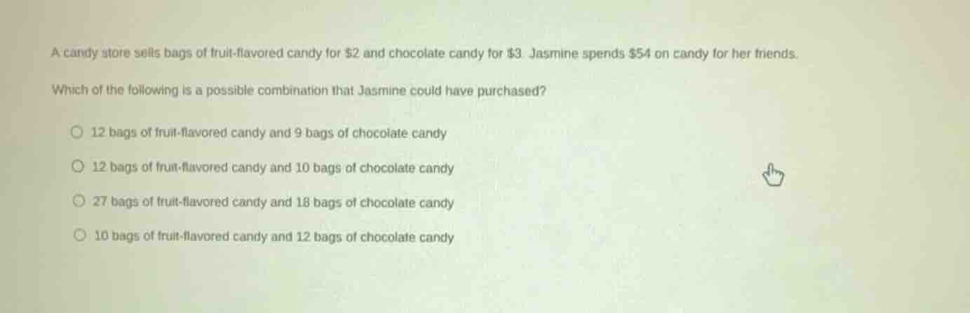 a candy store sells bags of fruit-flavored candy for $2 and chocolate c…