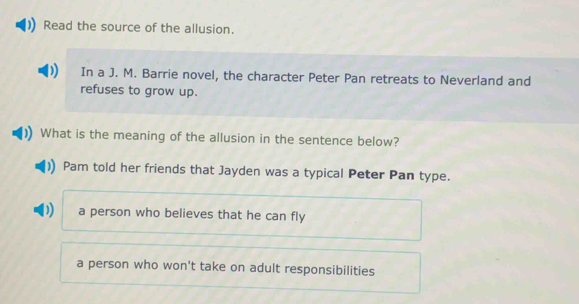 read the source of the allusion. in a j. m. barrie novel, the character…