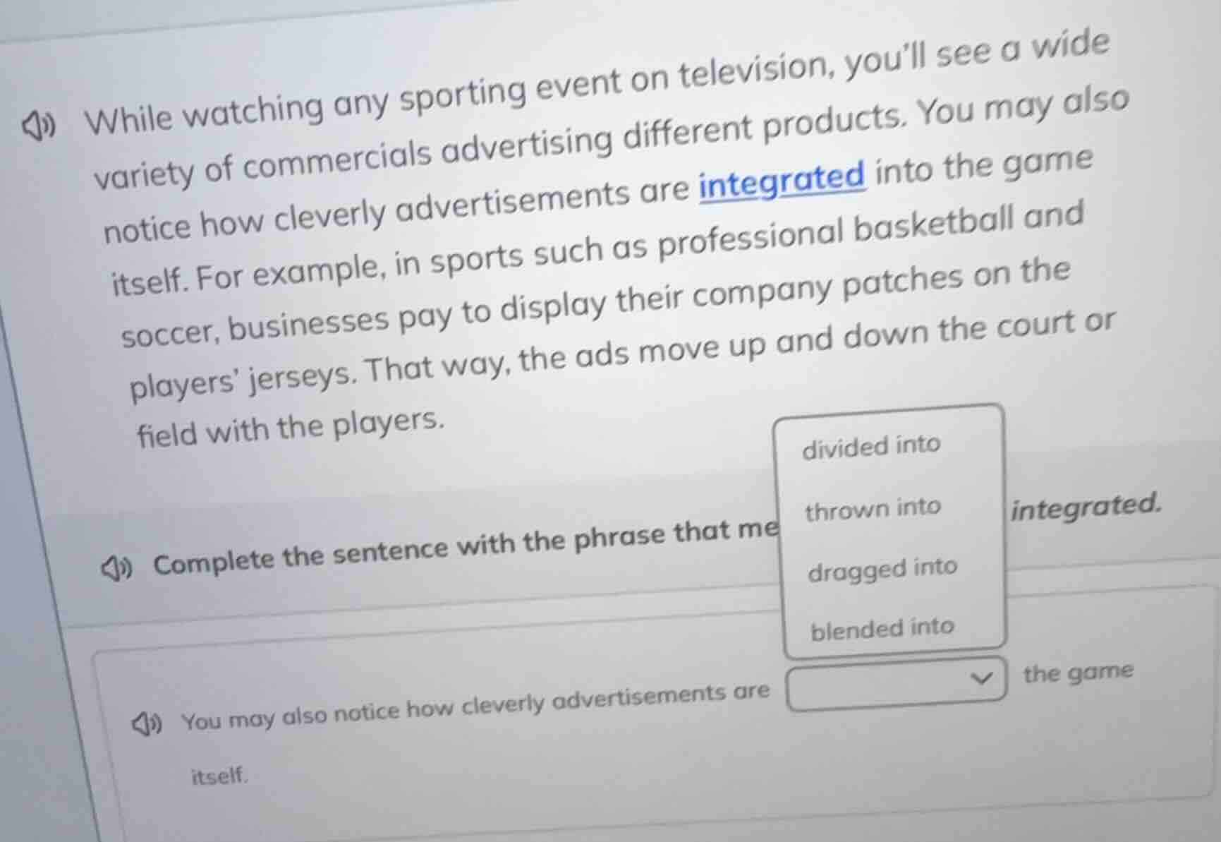 1) while watching any sporting event on television, youll see a wide va…