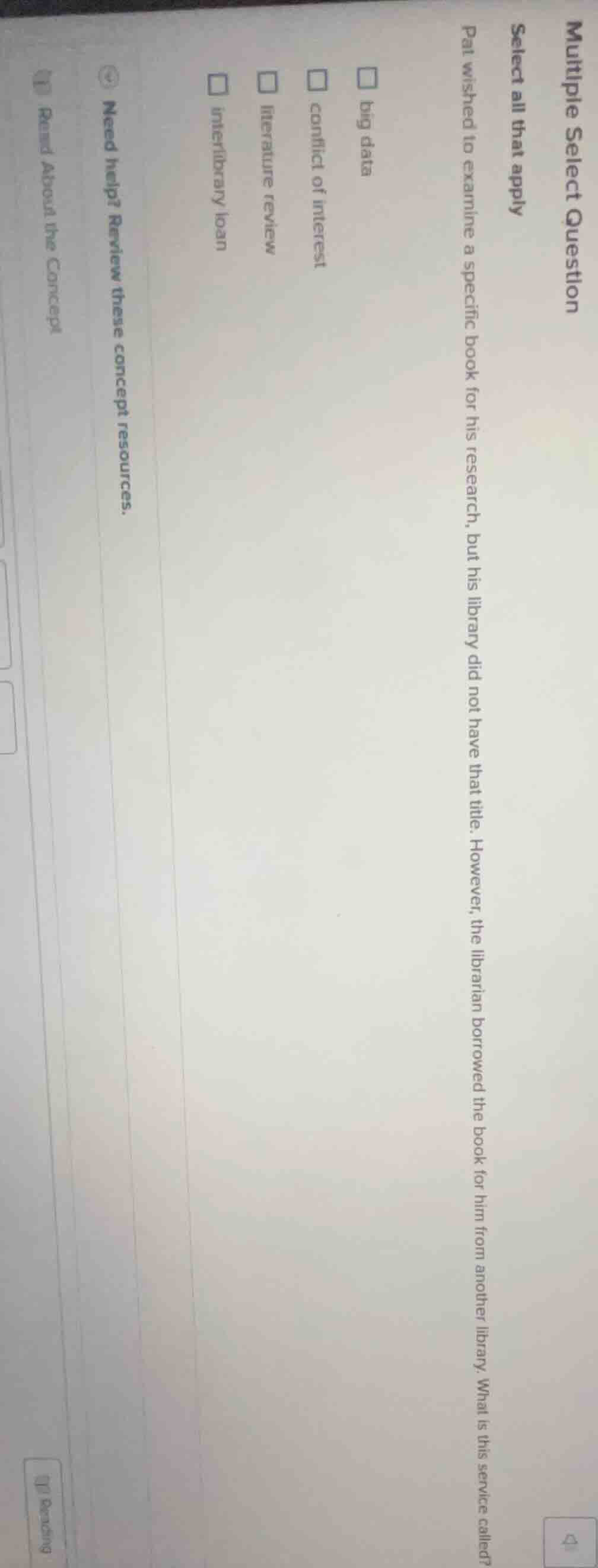 multiple select question select all that apply pat wished to examine a …