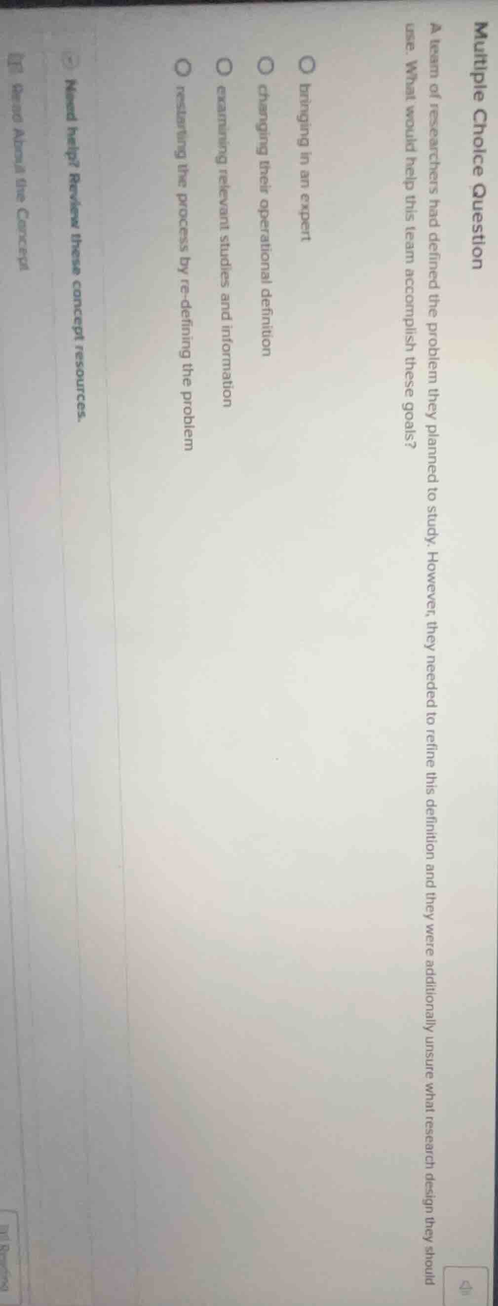 multiple choice question a team of researchers had defined the problem …