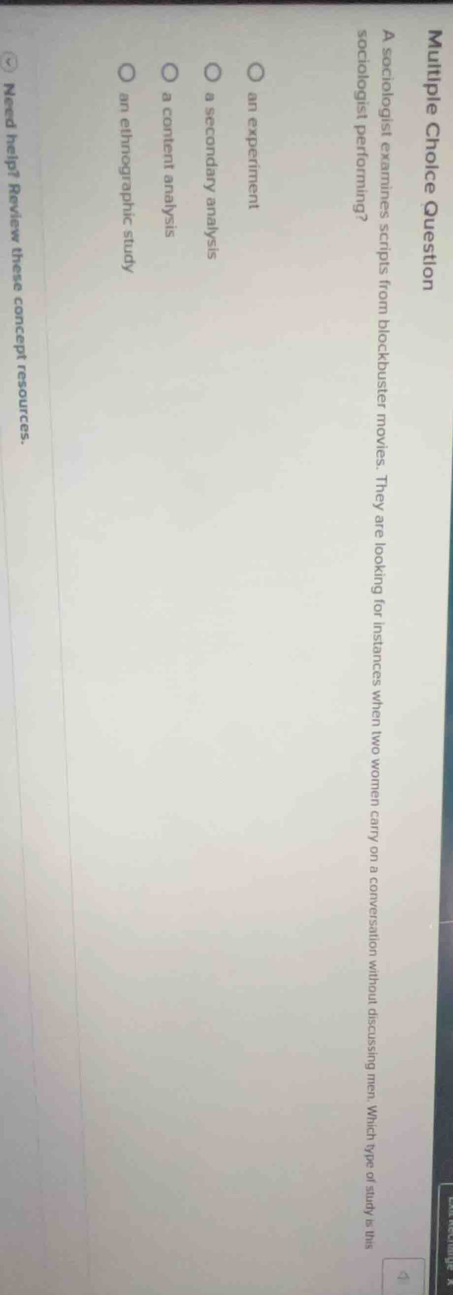 multiple choice question a sociologist examines scripts from blockbuste…
