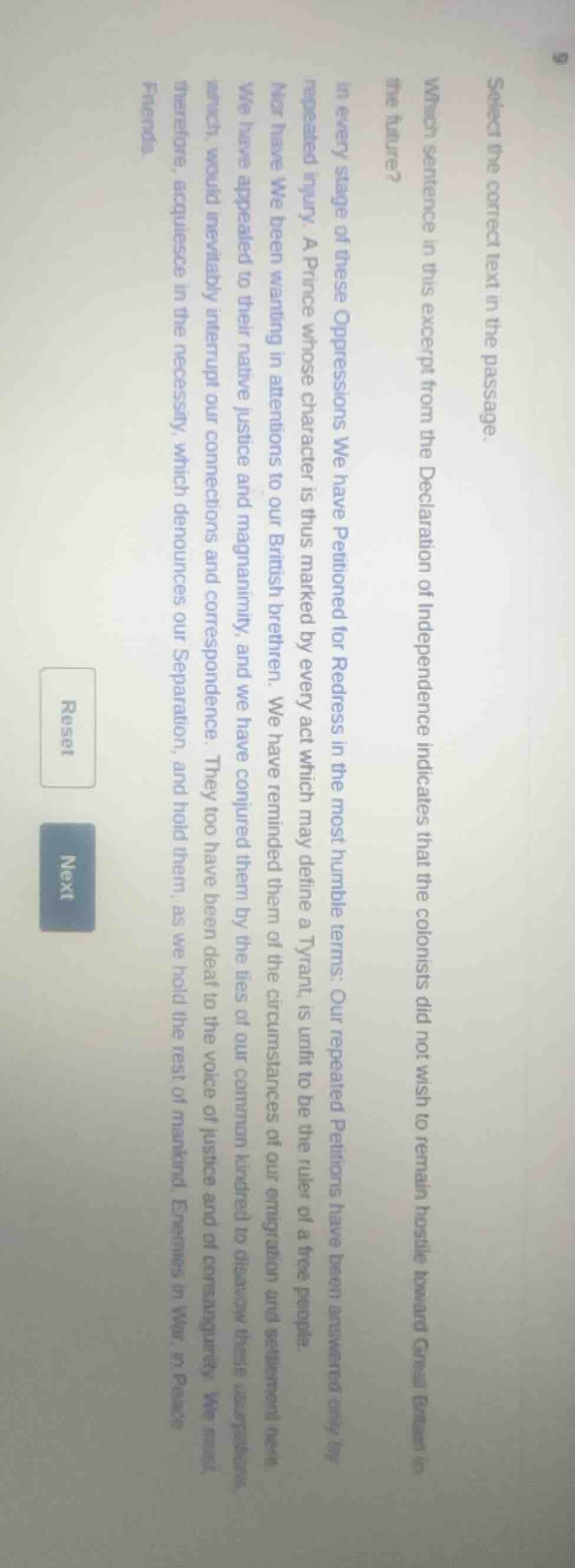 select the correct text in the passage. which sentence in this excerpt …