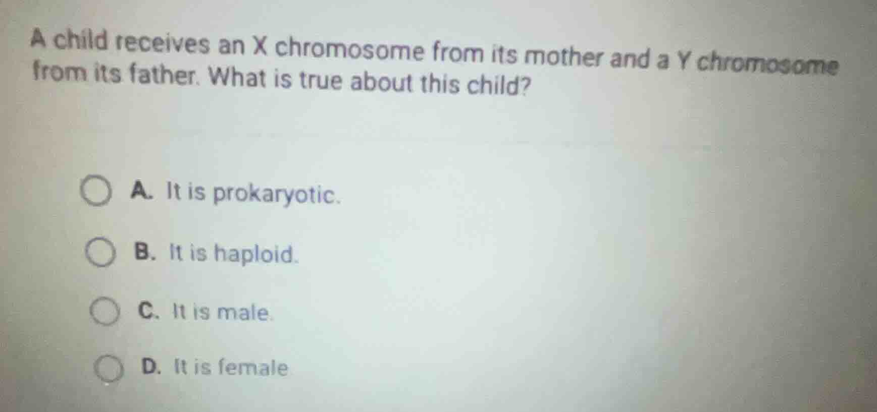 a child receives an x chromosome from its mother and a y chromosome fro…