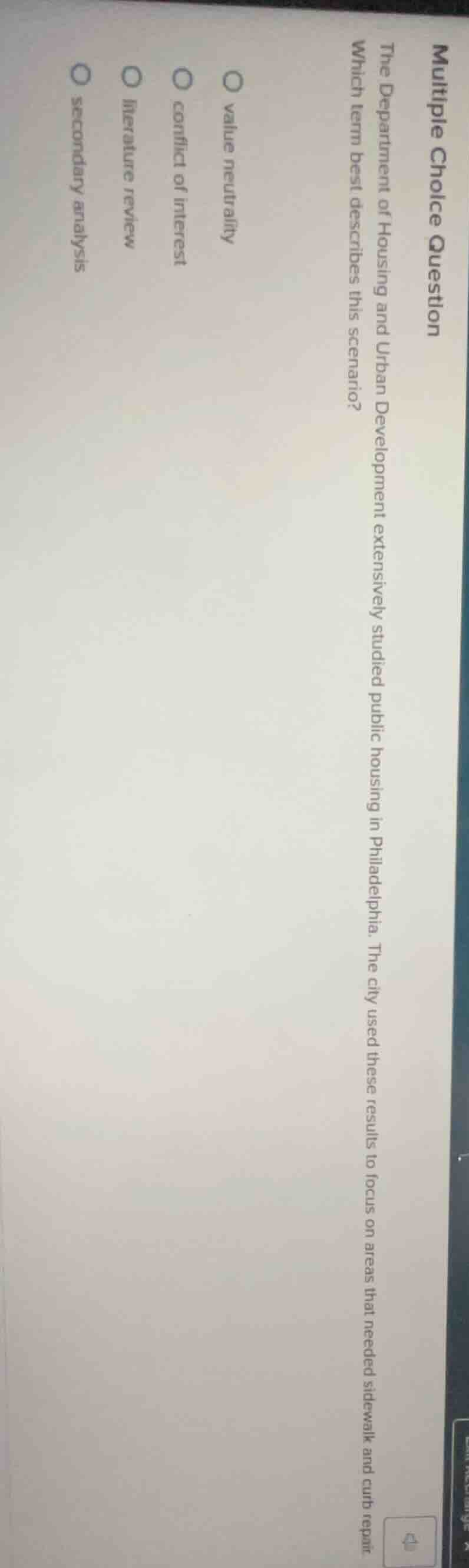 multiple choice question the department of housing and urban developmen…